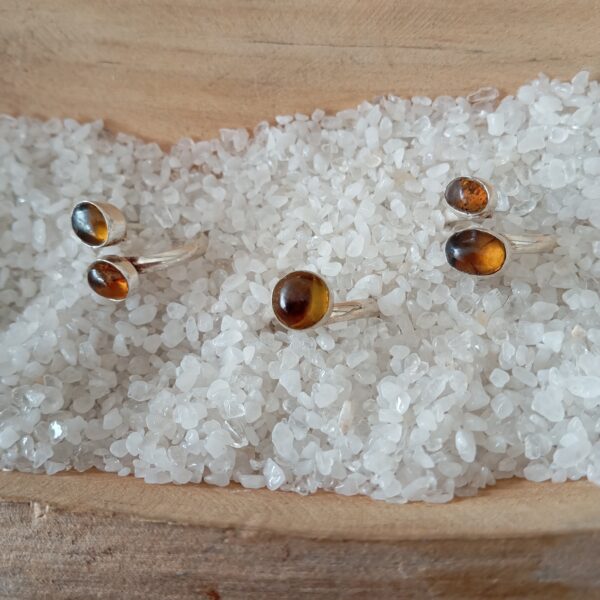 Ambre bague cerclage bain argent Ajustable simple ou double