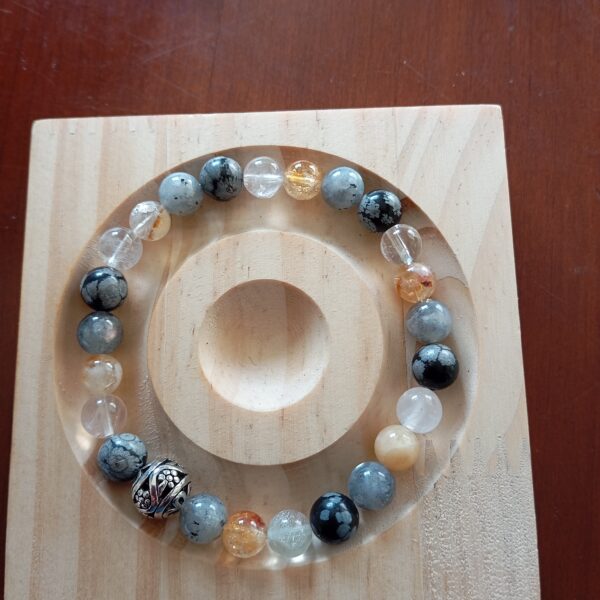 Bracelet  obsidienne flocon neige "transcendance"