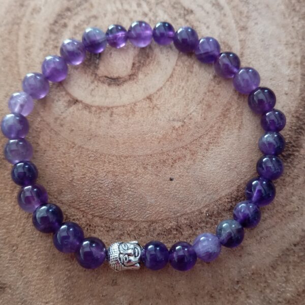 Améthyste bracelet avec buddha argenté