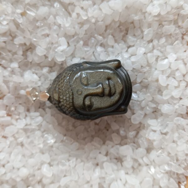 Obsidienne dorée Tête de buddha pendentif
